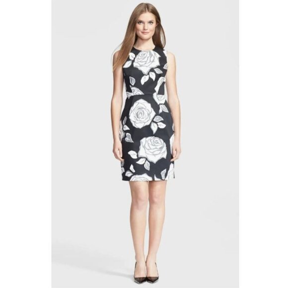 Kate Spade Aires Abbey Rose Floral Black and White Print Sheath Dress - 4 - Picture 1 of 13